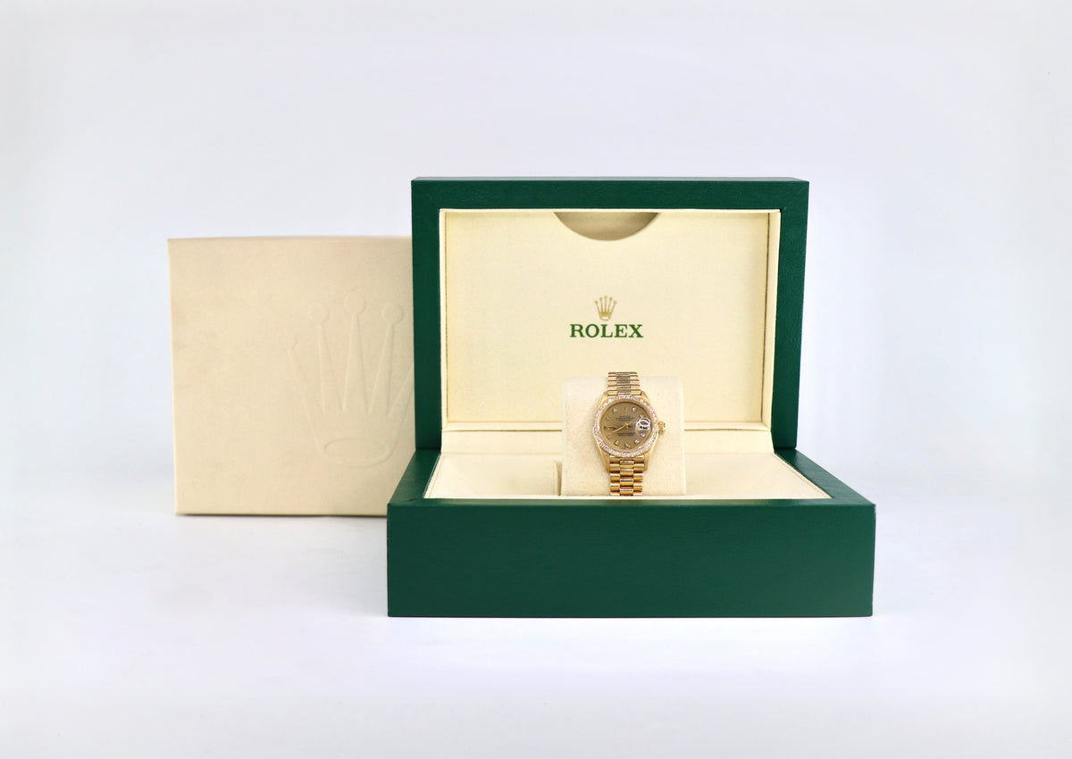 ROLEX Lady-Datejust 69178 26mm 18K Yellow Gold, Diamond Dial, Watch & Box