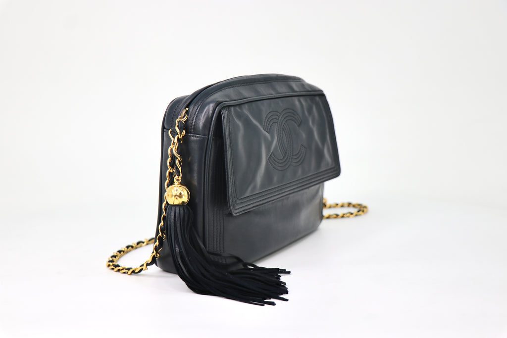 CHANEL Coco Mark Camera Bag in Navy with Tassel, Early 1990's