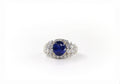 Sapphire Oval Cut Ring 18K White Gold, Sapphire & Diamonds, Size 6.5/ EU53