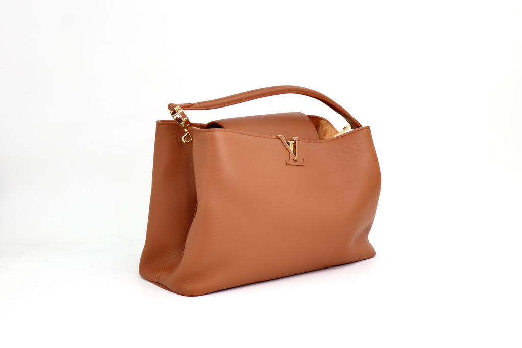 LOUIS VUITTON Capucines GM Souple Handbag in Cognac