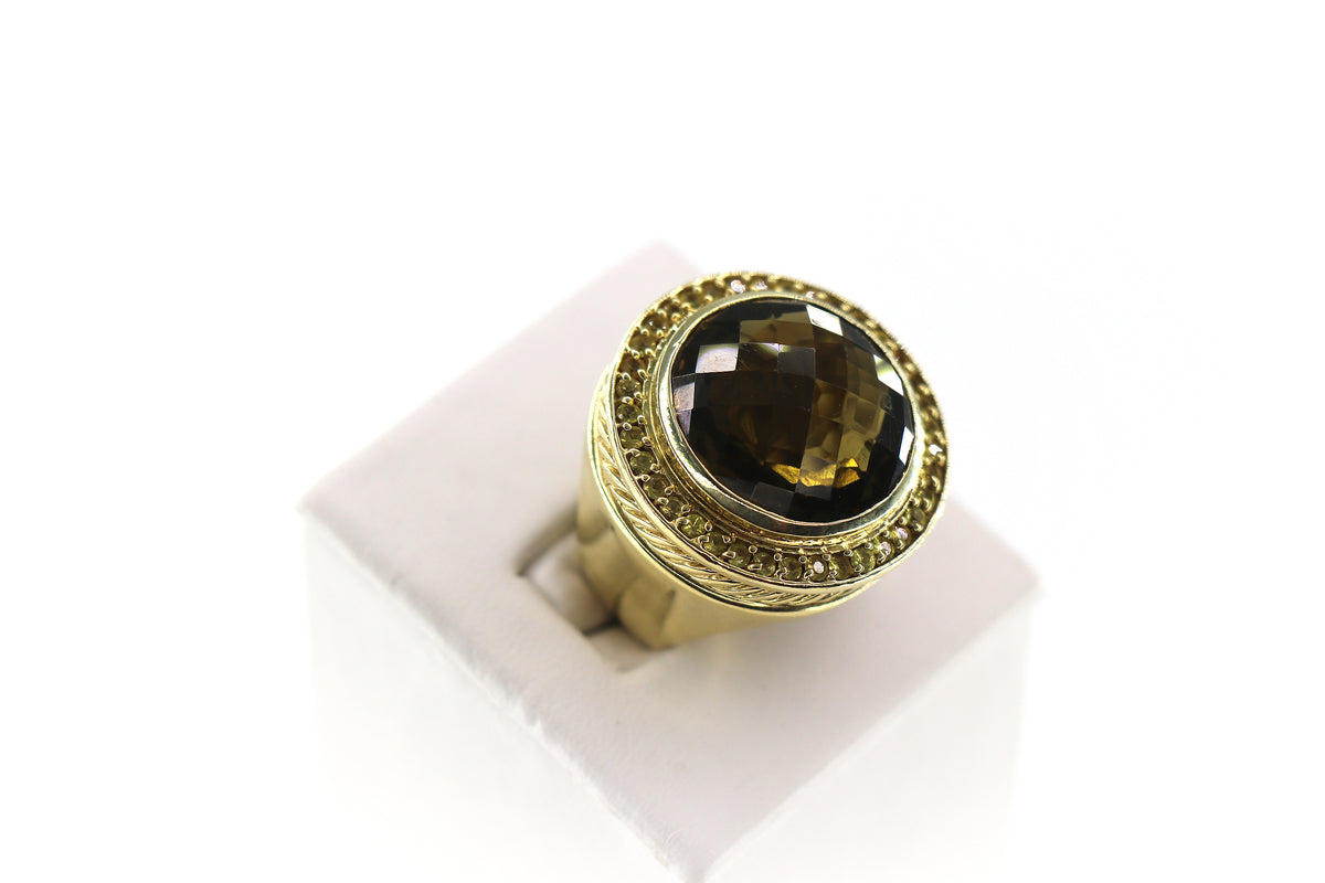 DAVID YURMAN Albion Ring 18K Yellow Gold, Citrine & Yellow Sapphires, Size 5.75