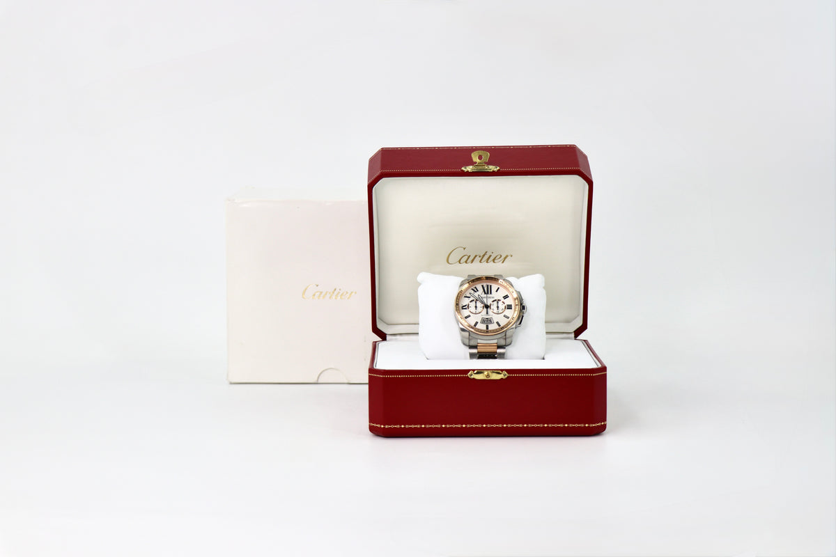 CARTIER Calibre de Cartier 3578 42mm 18K Rose Gold & Steel, Silver Dial,Full Set
