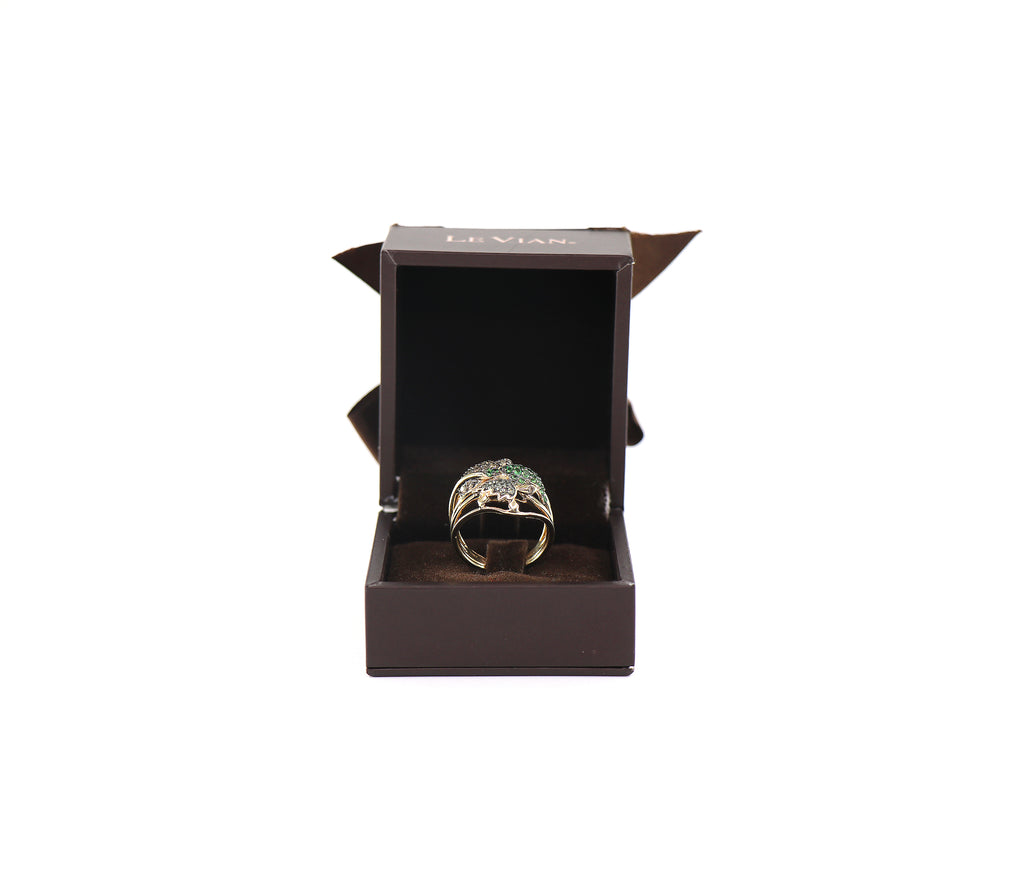 LE VIAN Turtle Ring 14K Honey Gold, Tsavorite & Diamonds, Size 7/ EU54