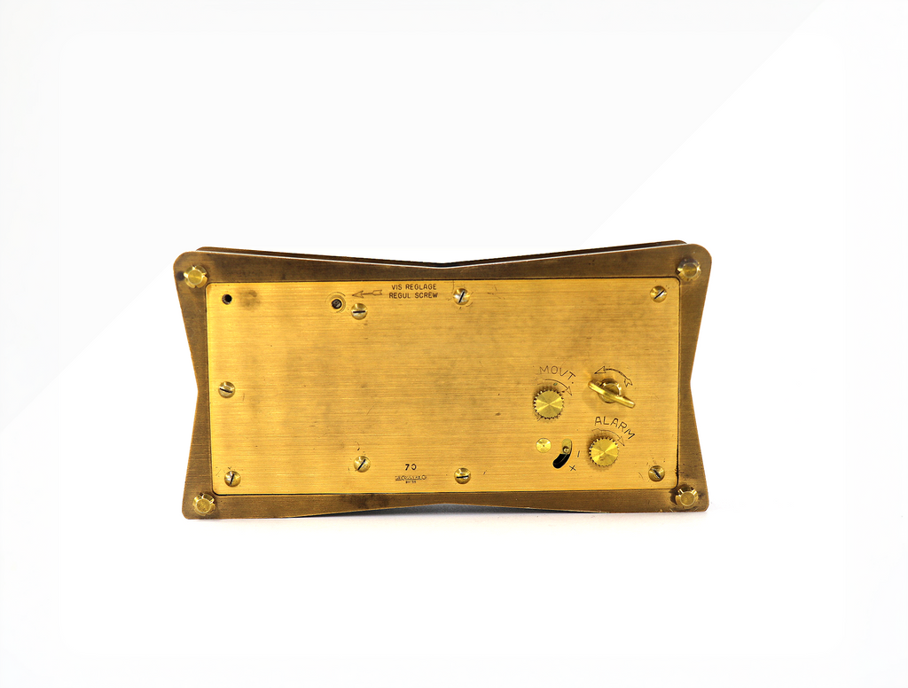 JAEGER-LECOULTRE Baro-Thermo Travel Alarm Clock, Gilt Brass in Gold, 1960s