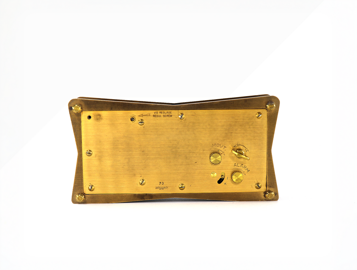 JAEGER-LECOULTRE Baro-Thermo Travel Alarm Clock, Gilt Brass in Gold, 1960s