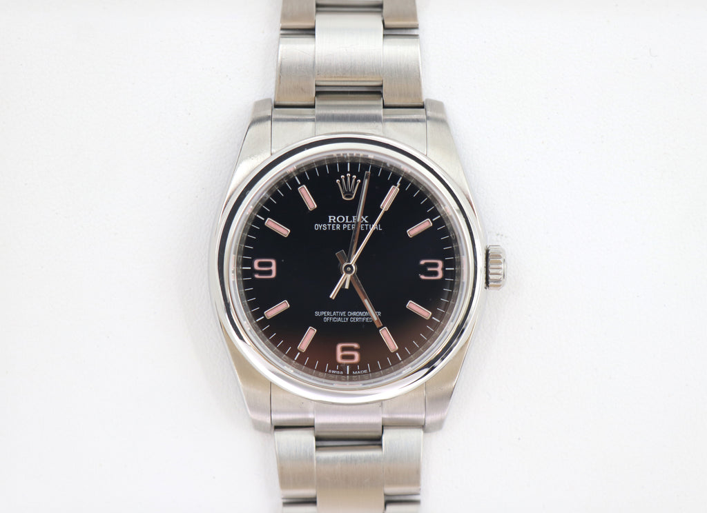 ROLEX Oyster Perpetual 116000 36mm Oystersteel, Black Dial, Watch & Box