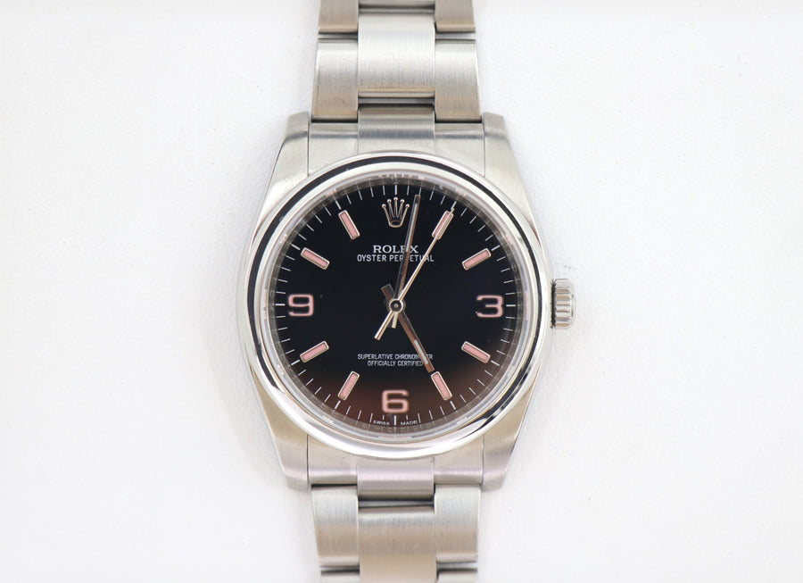 ROLEX Oyster Perpetual 116000 36mm Oystersteel, Black Dial, Watch & Box