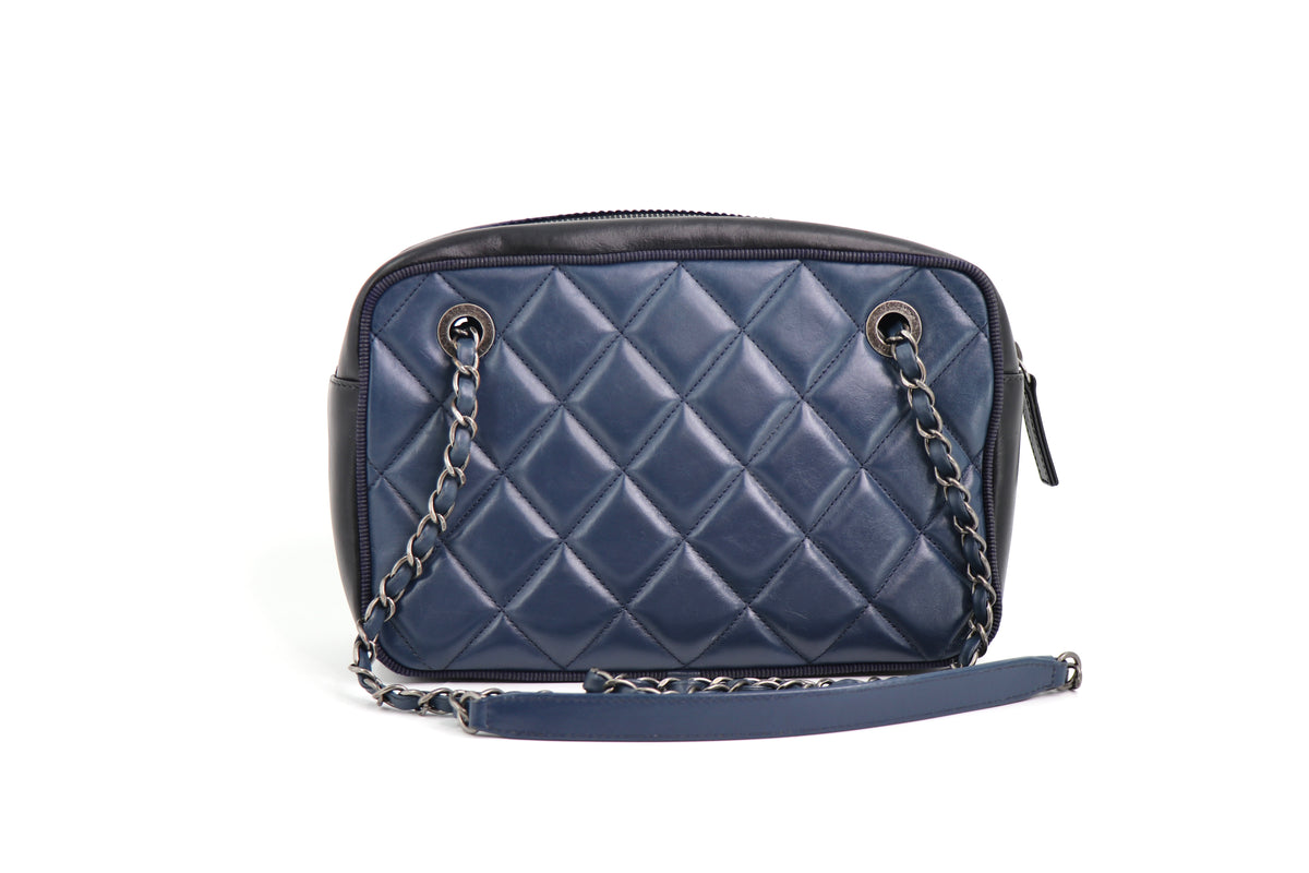 CHANEL Ballerine Camera Case Bag, Quilted Calfskin in Navy & Black 2015-2016