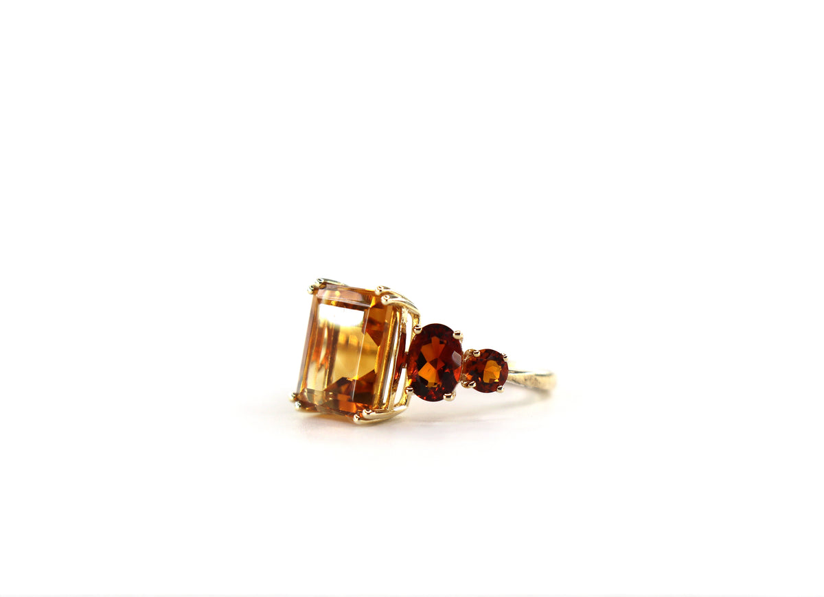 EFFY Citrine Five-Stone Ring 14K Gold, Citrine & Madeira Citrine, Size 7/ EU54