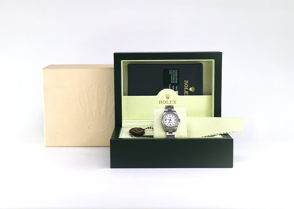 ROLEX Oyster Perpetual 176200 26mm Oystersteel, White Dial, Full Set