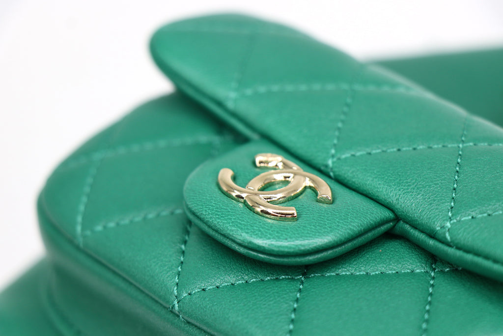 CHANEL Duma Backpack, Quilted Glazed Aged Calfskin in Green from 23C Collection