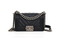 CHANEL Classic Boy Flap Bag, V-Stitched Chevron in Black, Discontinued