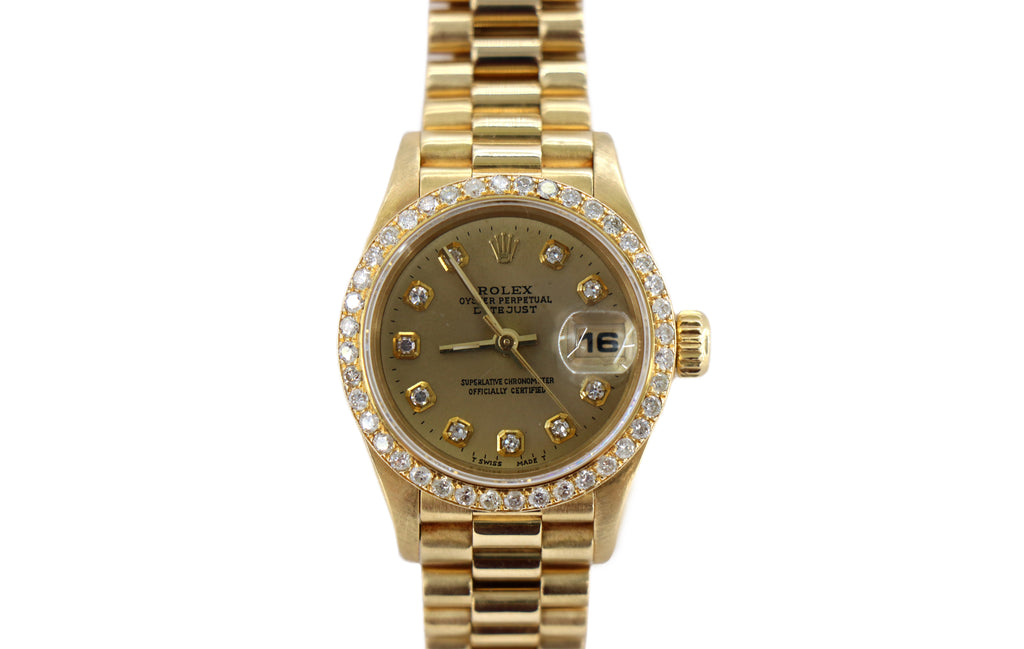 ROLEX Lady-Datejust 69178 26mm 18K Yellow Gold, Diamond Dial, Watch & Box