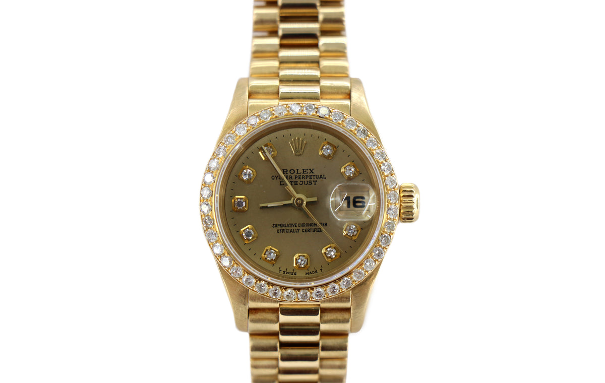 ROLEX Lady-Datejust 69178 26mm 18K Yellow Gold, Diamond Dial, Watch & Box
