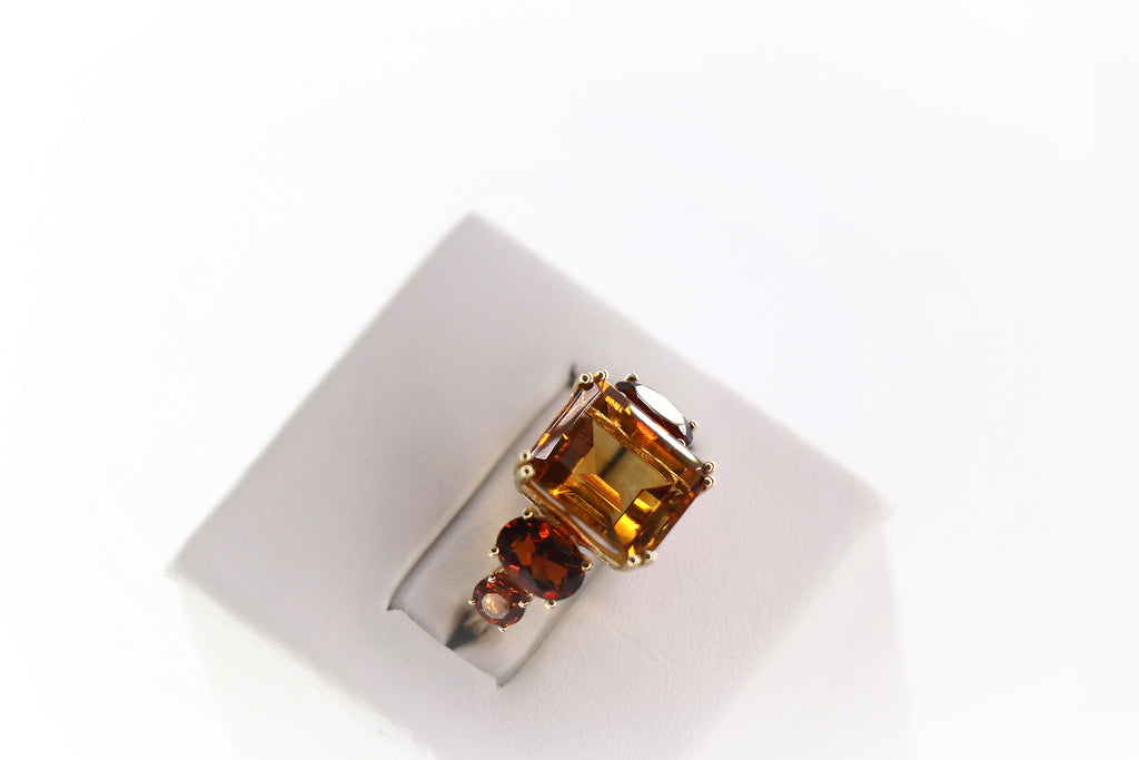 EFFY Citrine Five-Stone Ring 14K Gold, Citrine & Madeira Citrine, Size 7/ EU54