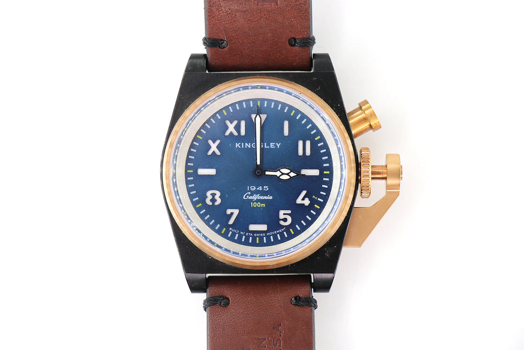 KINGSLEY Type 1 California 1945 45mm Black PVD & Steel, Blue Sunburst Dial