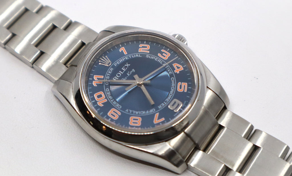 ROLEX Air-King 114200 34mm Oystersteel, Blue Concentric Dial, Watch & Box