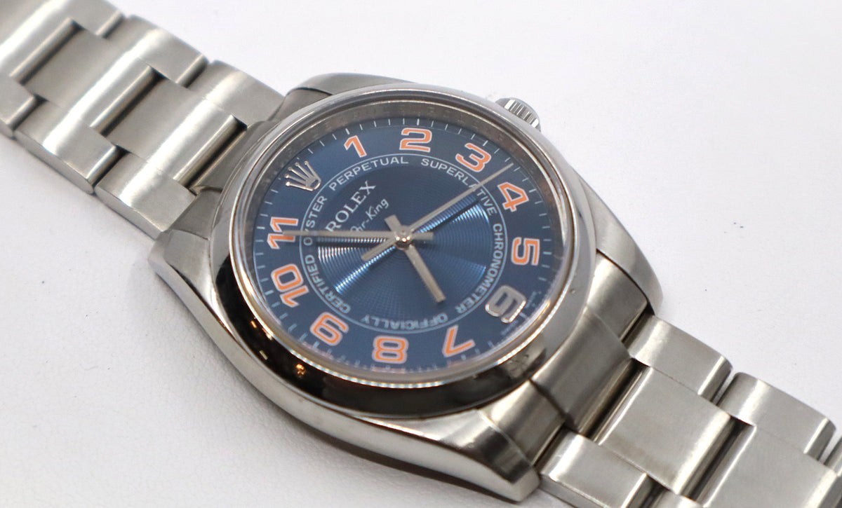 ROLEX Air-King 114200 34mm Oystersteel, Blue Concentric Dial, Watch & Box
