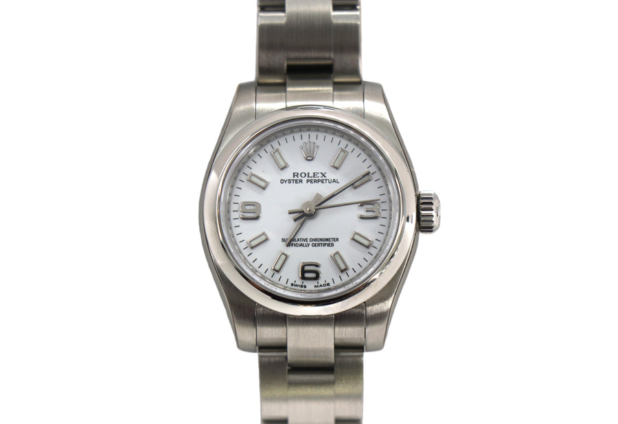 ROLEX Oyster Perpetual 176200 26mm Oystersteel, White Dial, Full Set