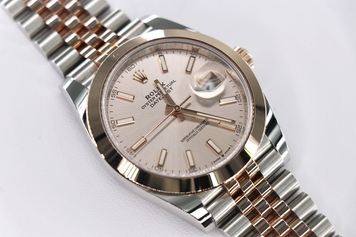 ROLEX Datejust 126301 41mm 18K Everose Gold & Steel, Sundust Dial, Full Set
