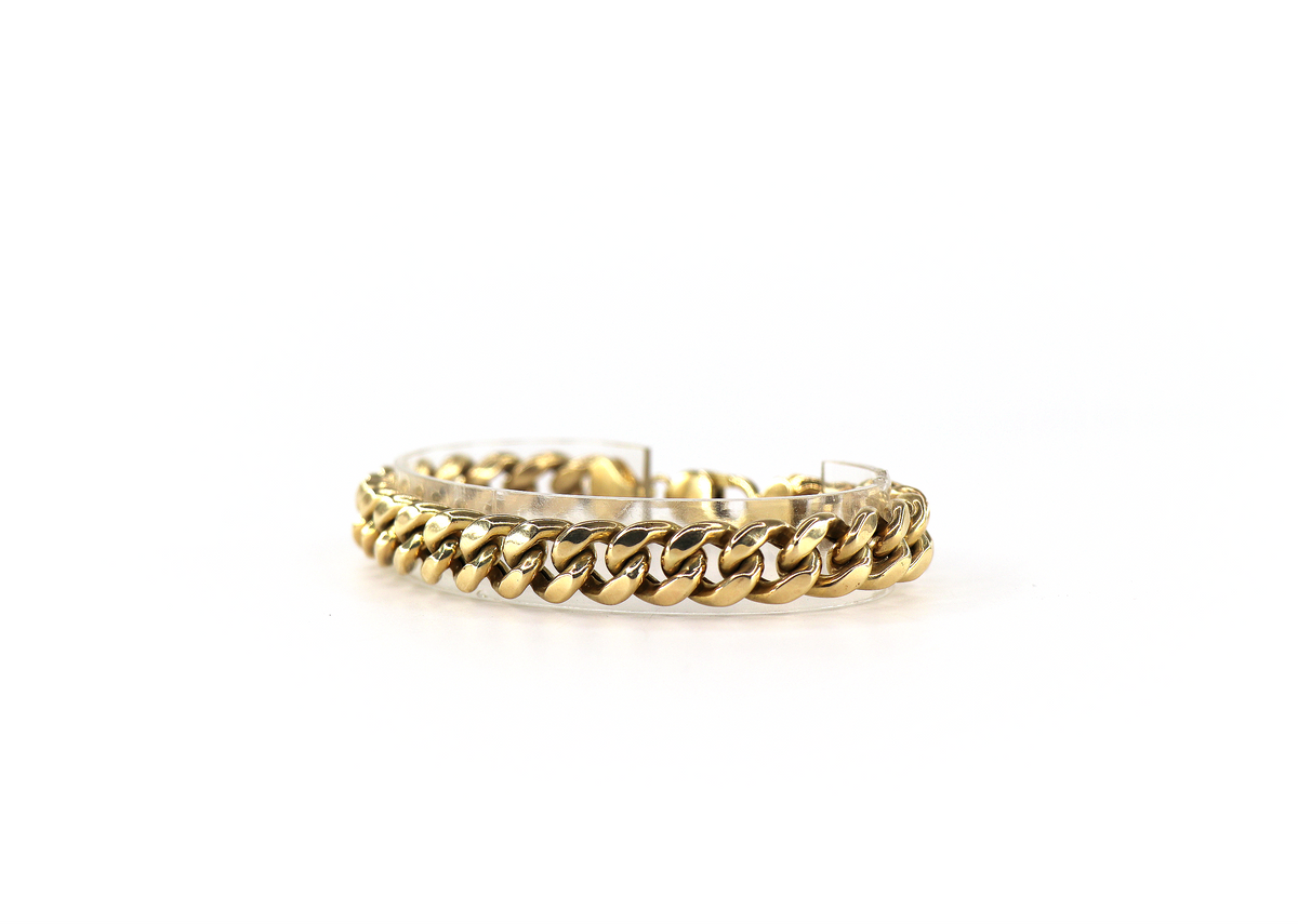 Curbed Link Bracelet 14K Yellow Gold, Semi-Hollow, 11.1mm