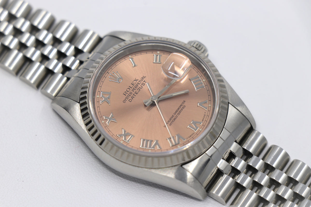 ROLEX Datejust 16234 36mm Oystersteel & White Gold, Salmon Roman Dial, Full Set