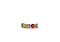 Multicolor Heart Ring 18K Yellow Gold, Sapphires, Size 5/ EU49
