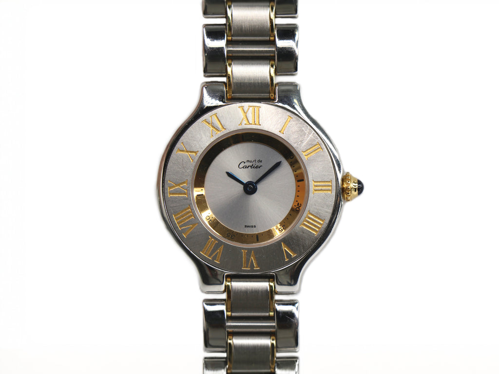 CARTIER Must 21 de Cartier 1340 31mm 18K Yellow Gold & Steel, Silver Dial