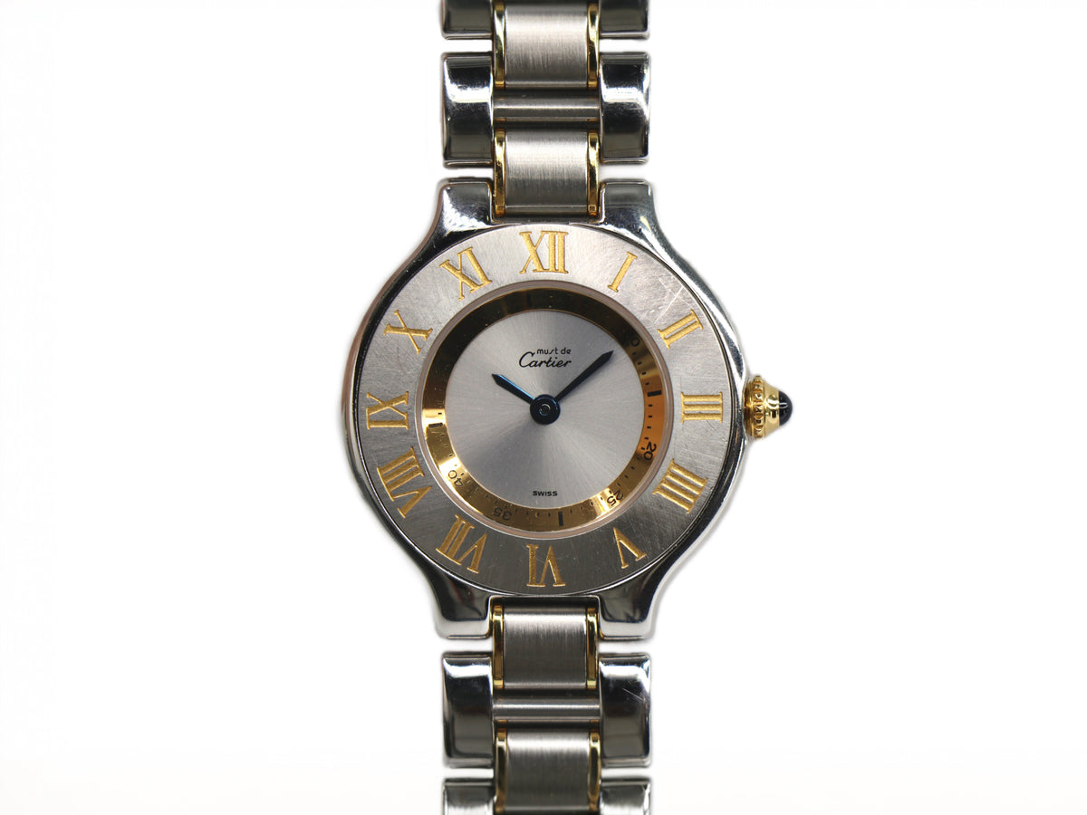 CARTIER Must 21 de Cartier 1340 31mm 18K Yellow Gold & Steel, Silver Dial
