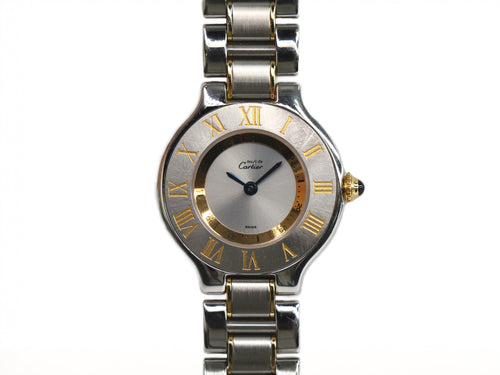 CARTIER Must 21 de Cartier 1340 31mm 18K Yellow Gold & Steel, Silver Dial