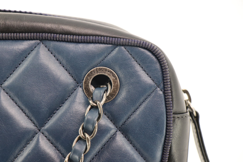 CHANEL Ballerine Camera Case Bag, Quilted Calfskin in Navy & Black 2015-2016