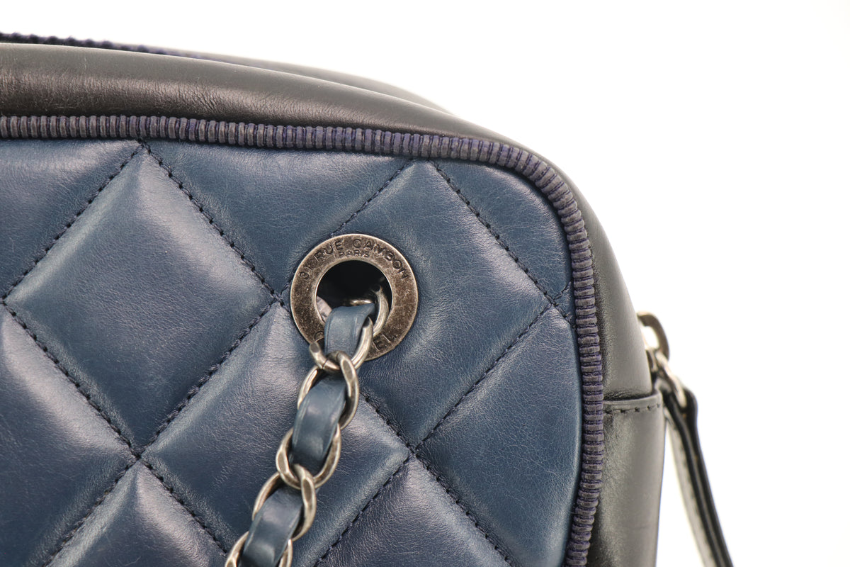 CHANEL Ballerine Camera Case Bag, Quilted Calfskin in Navy & Black 2015-2016