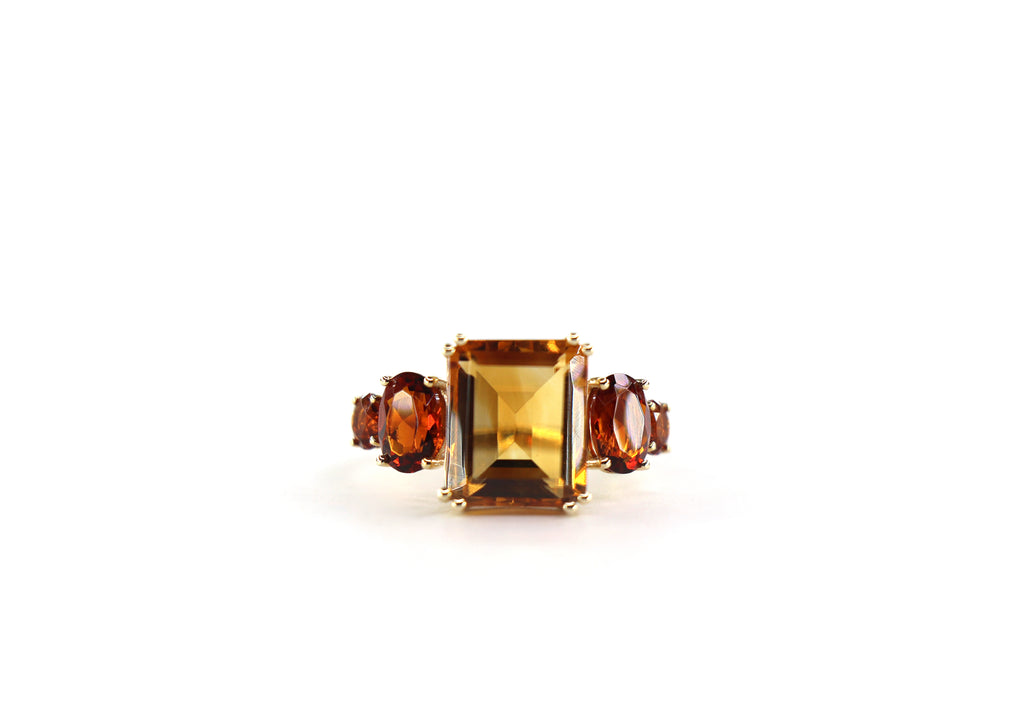 EFFY Citrine Five-Stone Ring 14K Gold, Citrine & Madeira Citrine, Size 7/ EU54