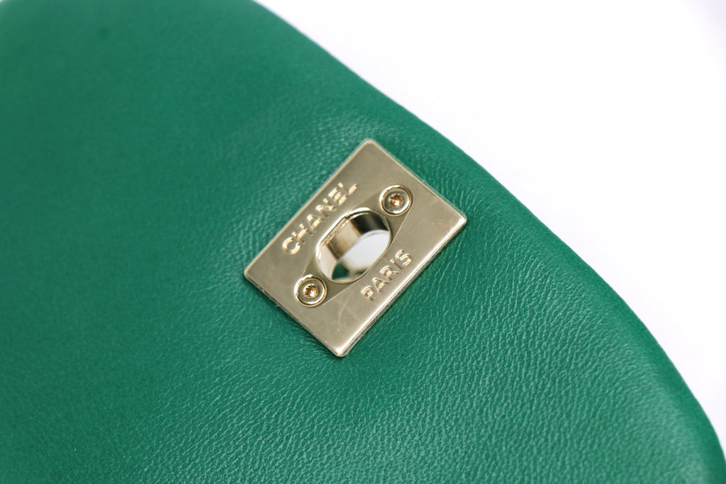 CHANEL Duma Backpack, Quilted Glazed Aged Calfskin in Green from 23C Collection