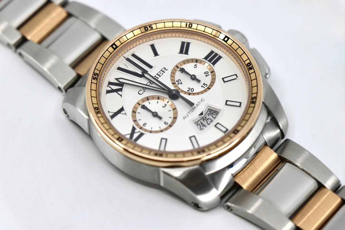 CARTIER Calibre de Cartier 3578 42mm 18K Rose Gold & Steel, Silver Dial,Full Set