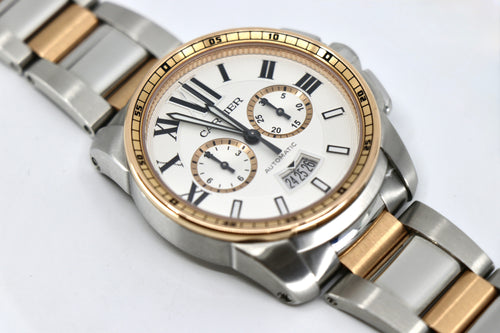 CARTIER Calibre de Cartier 3578 42mm 18K Rose Gold & Steel, Silver Dial,Full Set
