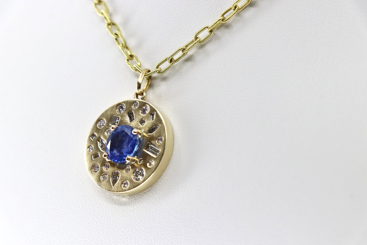 The Disc Sapphire & Diamond Pendant