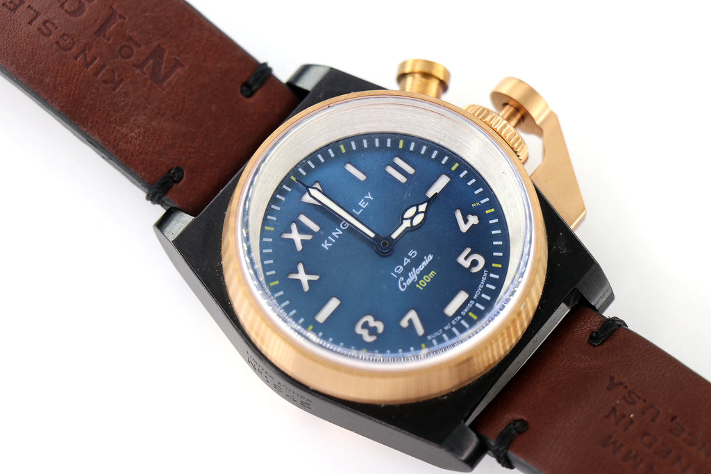KINGSLEY Type 1 California 1945 45mm Black PVD & Steel, Blue Sunburst Dial