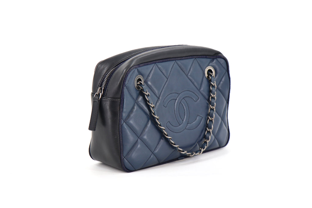 CHANEL Ballerine Camera Case Bag, Quilted Calfskin in Navy & Black 2015-2016