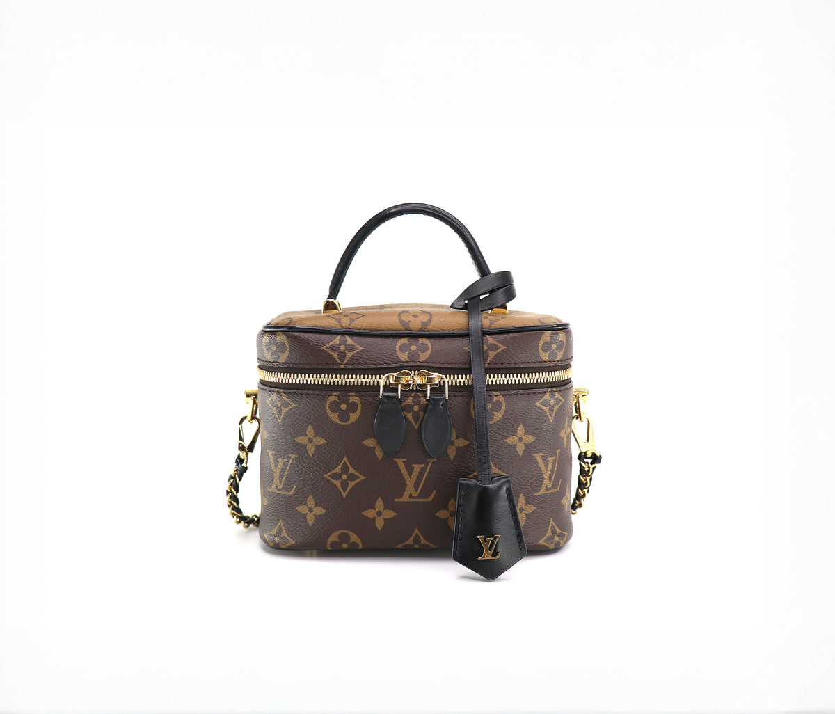 LOUIS VUITTON Vanity PM, Reverse Monogram Canvas in Brown & Black, 2020