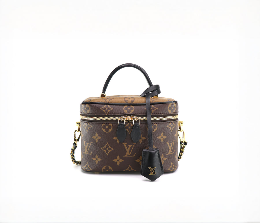 LOUIS VUITTON Vanity PM, Reverse Monogram Canvas in Brown & Black, 2020