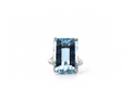 Aquamarine Solitaire Ring 18K White Gold, Aquamarine, Size 6/EU52