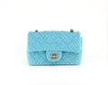 CHANEL Mini Rectangular Flap Bag, Wool & Tweed in Light Blue/Turquoise, 2022